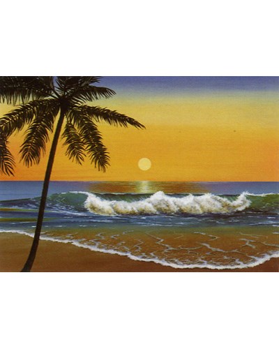 ציור שמן שקיעה יפה בים סוער